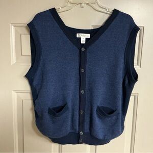 Turnbury Men’s Size Medium Two-Tone Blue V-Neck Button-Up Sweater Vest